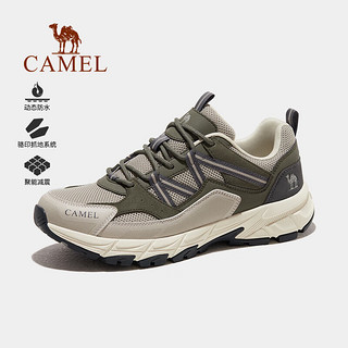 骆驼（CAMEL）登山鞋男2024春夏防泼水户外徒步鞋运动鞋子女 7031，米/橄榄绿，男 36