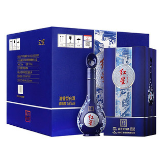 红星二锅头蓝花20 清香型白酒 52度500ml*6瓶 整箱装