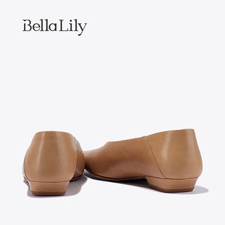 Bella Lily2024春季新款法式尖头单鞋女羊皮不累脚平底鞋气质瓢鞋