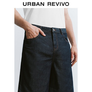 URBAN REVIVO 男装日常百搭时髦斜纹丹宁牛仔短裤 UMU840041 靛蓝 29