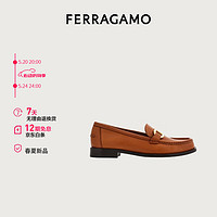 菲拉格慕（Ferragamo）女士棕色Gancini扣饰莫卡辛鞋 0769756_1D _ 60/36.5 