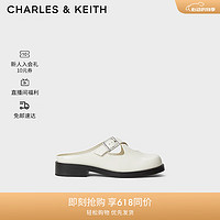 CHARLES&KEITH24夏简约交叉扣带穆勒包头半拖鞋CK1-70920147 粉白色Chalk 37