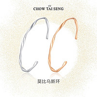 周大生（CHOW TAI SENG）莫比乌斯环手镯轻奢小众高级开口银镯子送520 银白色
