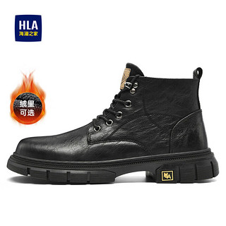 海澜之家（HLA）男鞋工装靴经典复古潮流马丁靴HAAGMM4AB20408 黑色（加绒）39