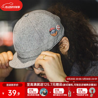 马登 MADEN工装 美式复古混纺点纱短檐帽圆顶做旧翻檐平檐鸭舌帽子男 灰色 均码 (头围62cm)-无徽章