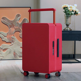 ACD中置宽拉杆行李箱万向轮登机箱子男女高颜值平衡旅行箱 红色 24英寸(托运箱)