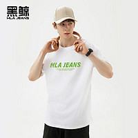 HLA JEANS 黑鲸 HLAJEANS）海澜之家旗下潮牌短袖T恤男女情侣装纯棉圆领透气短袖男休闲夏季