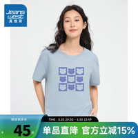 JEANSWEST/真维斯 纯棉 女士T恤  浅蓝8510 165/84A/S