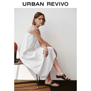 URBAN REVIVO 女士度假风休闲垂感吊带连衣裙 UWH740039  本白  S