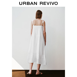 URBAN REVIVO 女士度假风休闲垂感吊带连衣裙 UWH740039  本白  S