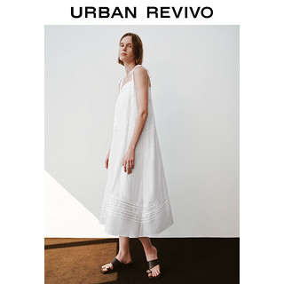 URBAN REVIVO 女士度假风休闲垂感吊带连衣裙 UWH740039  本白  S