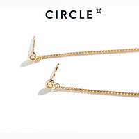 老庙黄金 CIRCLE珠宝9K金真钻石耳钉简约高级感长链条耳线女时髦个性耳饰