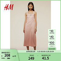 H&M2024夏季女装系带装饰工装连衣裙1236549 浅粉色 155/80