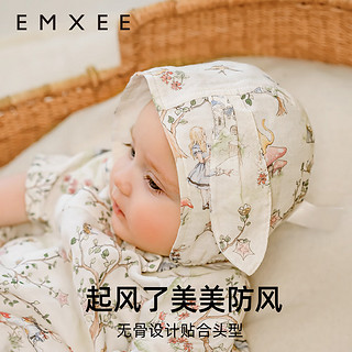 嫚熙（EMXEE）婴儿帽子夏季薄款新生婴儿胎帽宝宝无骨囟门帽初生婴儿 爱丽丝森林-兔耳朵款 小码（0-3个月）