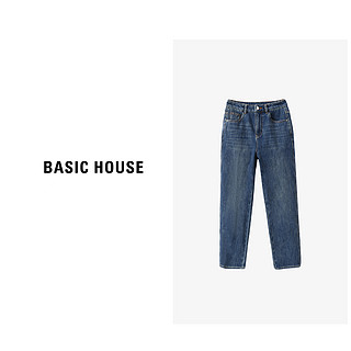 Basic House/X百家好四面弹高腰法棍宽松显瘦牛仔裤B0633B5H302 牛仔蓝 MM（95-105斤）