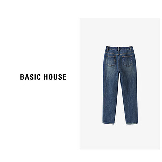 Basic House/X百家好四面弹高腰法棍宽松显瘦牛仔裤B0633B5H302 牛仔蓝 XLXL（120-130斤）