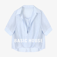 Basic House/X百家好夏季气质小众翻领女短款衬衫-B0624B5U382