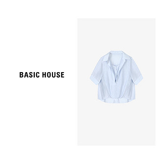 Basic House/X百家好夏季气质小众翻领女短款衬衫-B0624B5U382 蓝色 M110-120斤