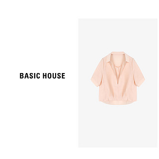 Basic House/X百家好夏季气质小众翻领女短款衬衫-B0624B5U382 蓝色 M110-120斤