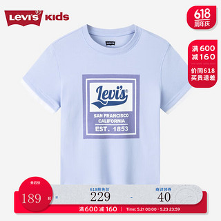 Levi's李维斯童装24夏儿童凉感短袖T恤男童假两件上衣 氙气蓝 130/64(7)