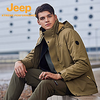 Jeep 吉普 三合一冲锋衣抓绒可拆内胆透气外套进藏露营防风雨登山服