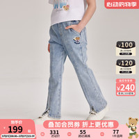 PawinPawPawinPaw卡通小熊童装2024年夏季女童裤子儿童微喇牛仔长裤 Indigo牛仔蓝色/55 150cm