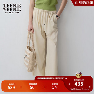 Teenie Weenie小熊简约休闲裤女2024夏季女长裤 浅卡其色 175/XL