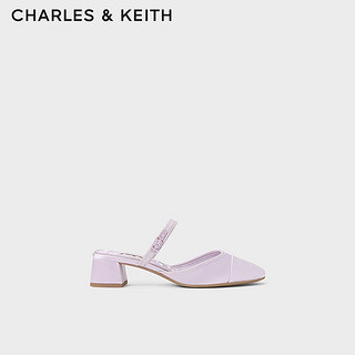 CHARLES&KEITH24夏银色圆头低跟包头半拖鞋女CK1-61720193 Lilac浅紫色 35