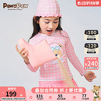 PawinPaw卡通小熊童装24夏季儿童女孩防晒长袖速干分体泳衣 粉红色/25 140