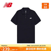 new balance POLO衫24年男款户外潮流百搭运动短袖MT41503 BK 2XL