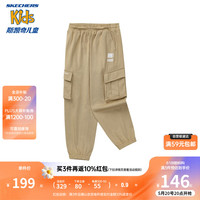 Skechers斯凯奇男女童宽松束脚工装裤春秋季儿童休闲运动裤L224K019