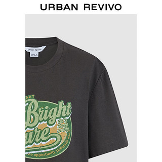 URBAN REVIVO 女装时尚美式复古趣味印花棉质T恤衫 UWL440148 深灰 S