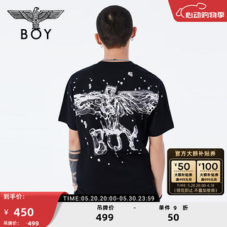 BOY LONDON24夏男女同款短袖立体浮雕logo印花设计感潮牌T恤N01097 黑色 XS