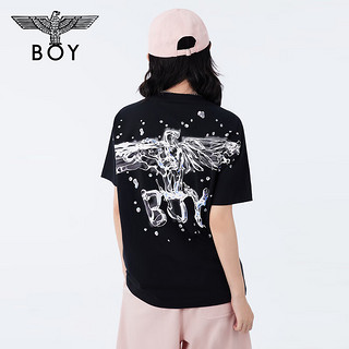 BOY LONDON24夏男女同款短袖立体浮雕logo印花设计感潮牌T恤N01097 黑色 XS