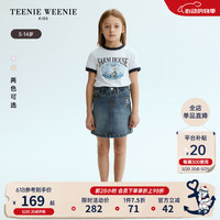 Teenie Weenie Kids小熊童装24夏季新款女童全棉圆领休闲短袖T恤