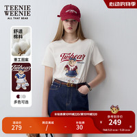Teenie Weenie小熊短袖T恤女2024年夏季新款学院风印花宽松圆领短袖T恤衫