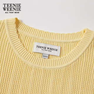 Teenie Weenie小熊2024年夏季新款圆领短袖针织T恤少女感抽绳设计 黄色 1