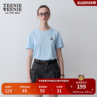 Teenie Weenie【凉感速干】小熊2024年夏季圆领正肩短袖T恤女 浅蓝色 160/S