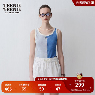 Teenie Weenie小熊女装2024新款夏季时尚条纹拼色针织背心T恤打底 撞色 1