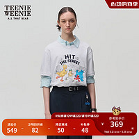 Teenie Weenie小熊卡通圆领T恤女2024夏季女t恤 浅灰色 160/S