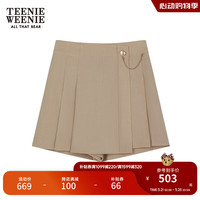 Teenie Weenie小熊2024年夏季新裙裤休闲裤卡其色裤子学院风时髦女