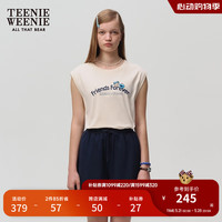 Teenie Weenie小熊&芝麻街联名2024新款休闲印花无袖背心宽松T恤衫 浅卡其色 1