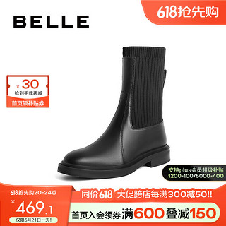 BeLLE 百丽 高级简约袜靴女显瘦短靴A3F1DDZ3 黑色 37