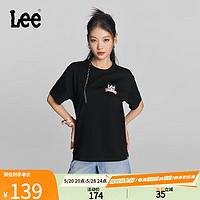 Lee 24早春Oversize渐变Logo印花女短袖T恤休闲潮LWT0082214LE 黑色 S