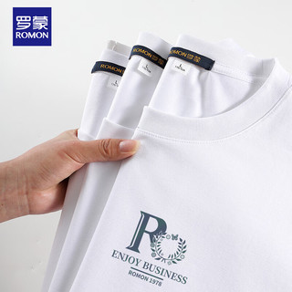 罗蒙（ROMON）冰丝感短袖T恤男士2024夏季休闲宽松弹力透气打底衫男M016白色XL