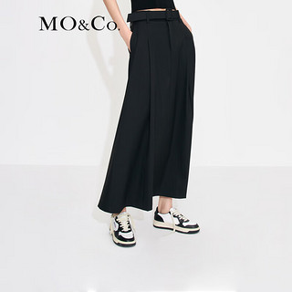 MO&Co.中高腰长款压褶宽松A字半身裙伞裙(附腰带)设计感裙子 黑色-第1批 XL/175
