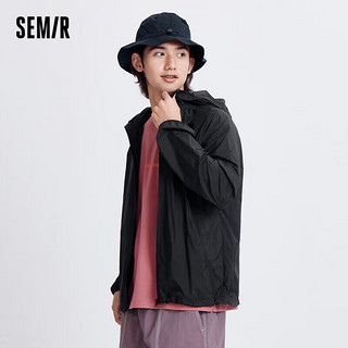 森马（Semir）夹克男夏季可折叠收纳休闲风连帽外套101324108202 黑色90001 M