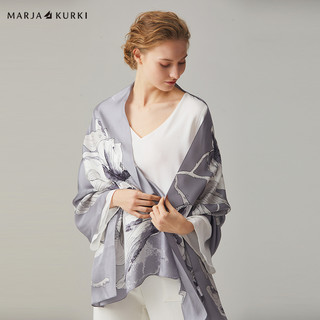 玛丽亚古琦玛丽亚.古琦（MARJAKURKI）520长款丝巾欧美风高档桑蚕丝加大披肩丝巾女礼盒装爱意环绕1HH460290灰