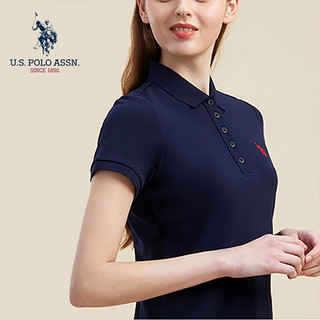 U.S. POLO ASSN.US保罗T恤女夏季时尚减龄翻领短袖女运动休闲POLO衫 藏青009 M 165/88A M 160/84A