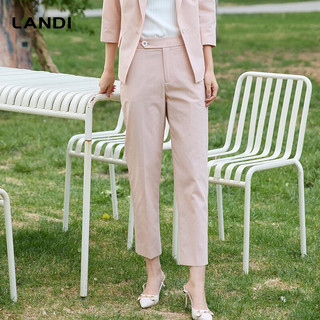 蓝地（LANDI）2022年浅粉羊毛小脚西装裤女小个子修身西裤春夏 浅粉 M